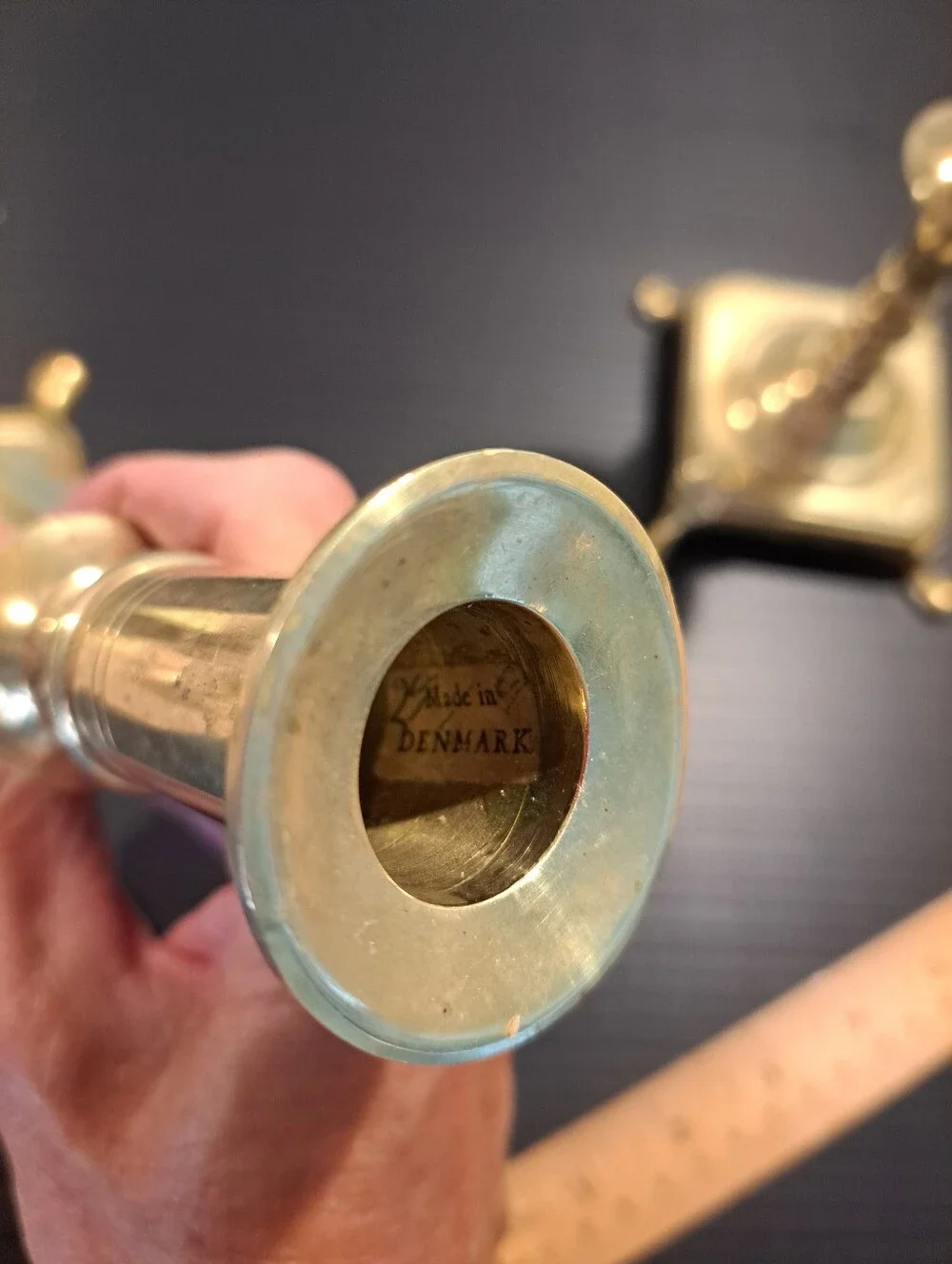 Pair of Brass Candle Holders | Danish Decor Art Nouveau Brass Footed 7.25